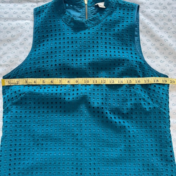 J. Crew Teal Sleeveless Eyelet Size 12 Top - Picture 4 of 7